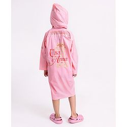 Babyhug PVC Full Sleeves Hooded Raincoat Disney Frozen Print - Pink