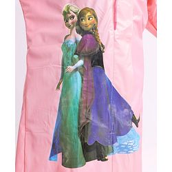 Babyhug PVC Full Sleeves Hooded Raincoat Disney Frozen Print - Pink