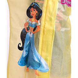 Babyhug PVC Full Sleeves Hooded Raincoat Princess Jasmine Print - Yellow