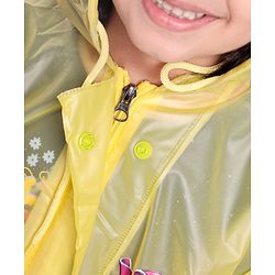 Babyhug PVC Full Sleeves Hooded Raincoat Princess Jasmine Print - Yellow