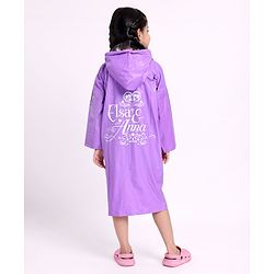 Babyhug Full Sleeves Hooded Raincoat Disney Princess Print - Purple
