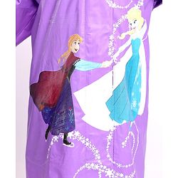 Babyhug Full Sleeves Hooded Raincoat Disney Princess Print - Purple
