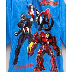 Babyhug Full Sleeves Hooded Raincoat Marvel Avengers Print - Blue