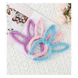 Babyhug Bunny Shaped Hair Bands Pack Of 3 - Pink Blue And Purple