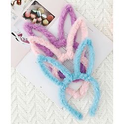 Babyhug Bunny Shaped Hair Bands Pack Of 3 - Pink Blue And Purple