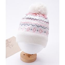 Babyhug Striped Woollen Cap Mutlicolour - Diameter 10 cm