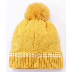 Babyhug Woollen Cap Car Print Yellow - Diameter 11 cm