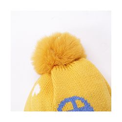 Babyhug Woollen Cap Car Print Yellow - Diameter 11 cm