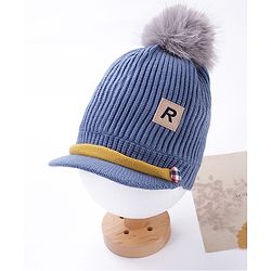 Babyhug Woollen Cap Patch Work Blue - Diameter 11 cm