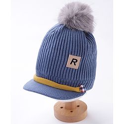 Babyhug Woollen Cap Patch Work Blue - Diameter 11 cm