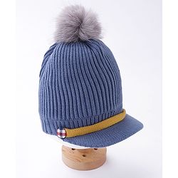 Babyhug Woollen Cap Patch Work Blue - Diameter 11 cm