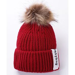Babyhug Woollen Cap Gloves With Muffler Solid Red - Cap Diameter 10.5 cm