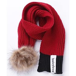 Babyhug Woollen Cap Gloves With Muffler Solid Red - Cap Diameter 10.5 cm