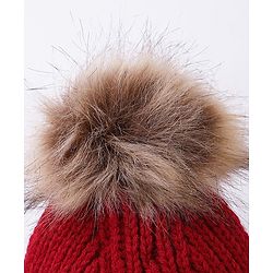Babyhug Woollen Cap Gloves With Muffler Solid Red - Cap Diameter 10.5 cm