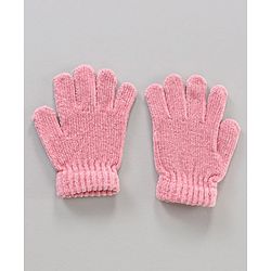Babyhug Cotton Woollen Cap Muffler and Gloves Set Pink - Circumference 21 cm