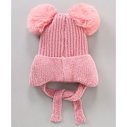Babyhug Cotton Woollen Cap Muffler and Gloves Set Pink - Circumference 44 cm