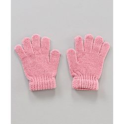 Babyhug Cotton Woollen Cap Muffler and Gloves Set Pink - Circumference 44 cm
