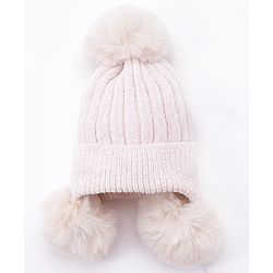 Babyhug Woollen Cap Muffler & Hand Gloves Off White - Diameter 12 cm