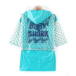 Babyhug Full Sleeves Hooded Raincoat Shark Print - Blue
