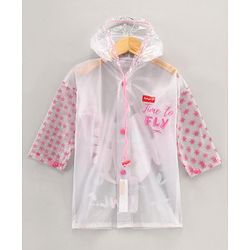 Babyhug Full Sleeves Hooded Raincoat Owl Print - Pink