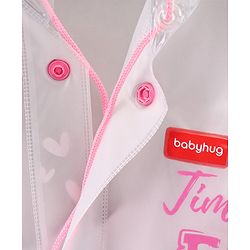 Babyhug Full Sleeves Hooded Raincoat Owl Print - Pink