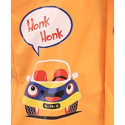 Babyhug Full Sleeves Hooded Raincoat Car Print - Orange