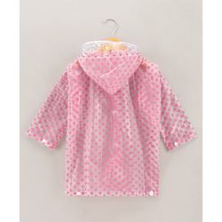 Babyhug Full Sleeves Hooded Raincoat Polka Dot Print - Pink