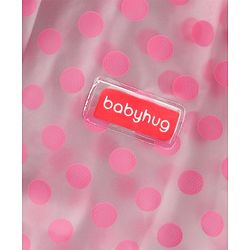 Babyhug Full Sleeves Hooded Raincoat Polka Dot Print - Pink
