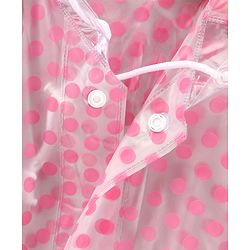 Babyhug Full Sleeves Hooded Raincoat Polka Dot Print - Pink