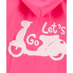 Babyhug Full Sleeves Hooded Raincoat Girl Scooter Print - Pink