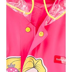 Babyhug Full Sleeves Hooded Raincoat Girl Scooter Print - Pink
