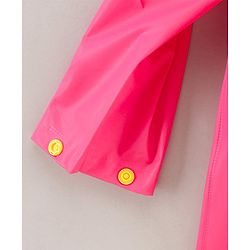 Babyhug Full Sleeves Hooded Raincoat Girl Scooter Print - Pink