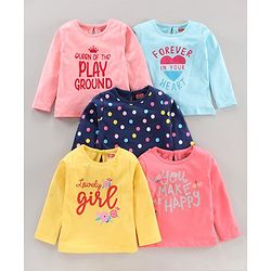 Babyhug Cotton Knit Full Sleeves Cotton T-Shirt Pack of 5 - Multicolor