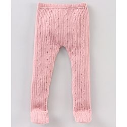 Babyhug Sweater Knit Booties Leggings - Pink