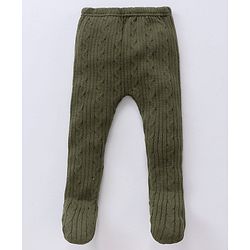 Babyhug Sweater Knit Bootie Leggings - Olive Green