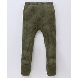 Babyhug Sweater Knit Bootie Leggings - Olive Green