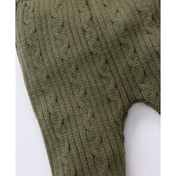 Babyhug Sweater Knit Bootie Leggings - Olive Green