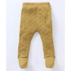 Babyhug Sweater Knit Bootie Leggings - Yellow