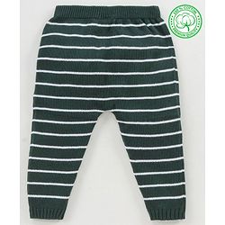 Babyhug 100% Organic Cotton Full Length Striped Sweater Knit Pant - Green