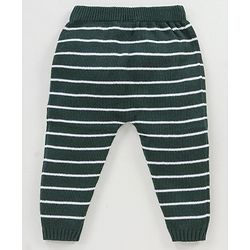 Babyhug 100% Organic Cotton Full Length Striped Sweater Knit Pant - Green