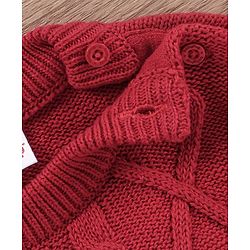 Babyhug 100% Organic Cotton Full Sleeves Cable Knit Sweater- Red