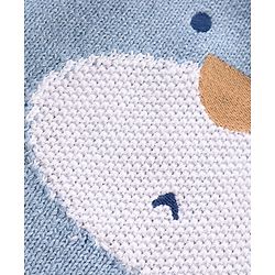 Babyhug 100% Organic Cotton Knit Full Sleeves Sweater Animal Face Design With Ear Applique- Blue