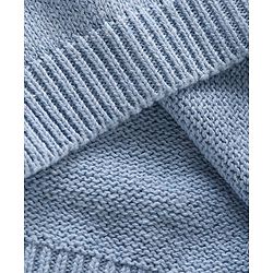 Babyhug 100% Organic Cotton Knit Full Sleeves Sweater Animal Face Design With Ear Applique- Blue