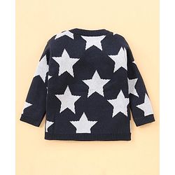 Babyhug 100% Organic Cotton Full Sleeves Sweater - Navy Grey