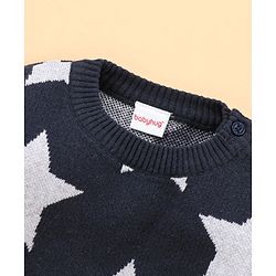 Babyhug 100% Organic Cotton Full Sleeves Sweater - Navy Grey