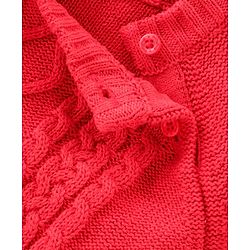 Babyhug 100% Organic Cotton Full Sleeves Cable Knit Sweater - Red