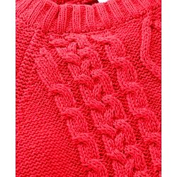 Babyhug 100% Organic Cotton Full Sleeves Cable Knit Sweater - Red