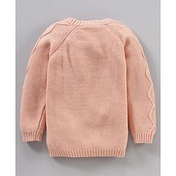 Babyhug Cotton Knit Full Sleeves Cable Knit Sweater - Pink