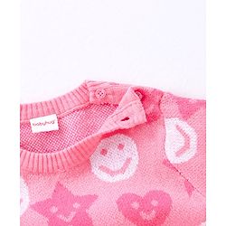 Babyhug 100% Organic Cotton Full Sleeves Pullovers Smily Design - Pink