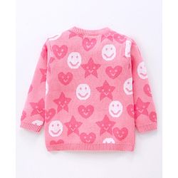 Babyhug 100% Organic Cotton Full Sleeves Pullovers Smily Design - Pink
